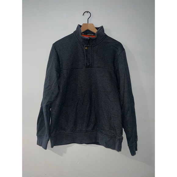 ORVIS Mens signature 1/4 zip snap gray pullover size medium - Picture 1 of 5